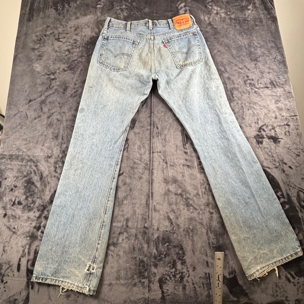 Levi's 517 Bootcut Jeans Mens 33x34 Light Wash Distressed WaterLess Denim